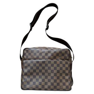 Authentic Louis Vuitton Damier Ebene Naviglio Camera Shoulder Bag Brown Unisex